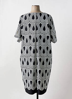Robe mi-longue imprimé fantaisie manches courtes noir GRIFFON femme