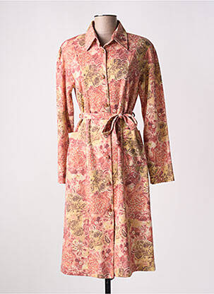 Robe mi-longue imprimé fleurs manches longues orange 20/20 femme