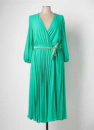 Robe mi-longue manches longues manches longues vert BARILOCHE femme