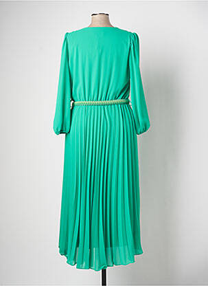 Robe mi-longue manches longues manches longues vert BARILOCHE femme