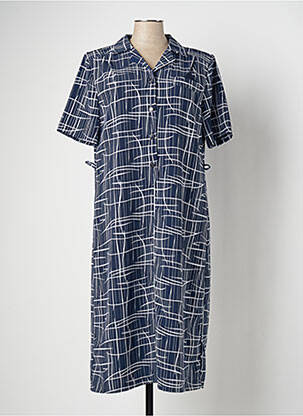 Robe mi-longue imprimé fantaisie manches courtes bleu VALMODE femme