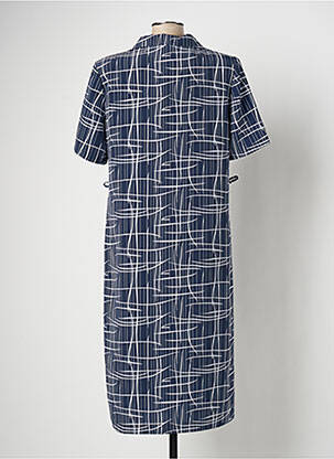 Robe mi-longue imprimé fantaisie manches courtes bleu VALMODE femme