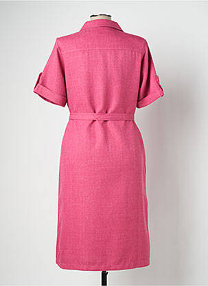 Robe mi-longue tissage crêpe manches courtes rose VALMODE femme