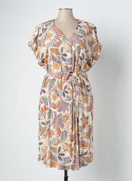 Robe mi-longue imprimé fleurs manches courtes orange DIANE LAURY femme