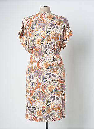 Robe mi-longue imprimé fleurs manches courtes orange DIANE LAURY femme
