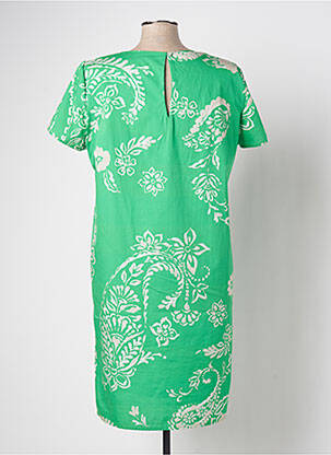 Robe mi-longue imprimé fantaisie manches courtes vert SIGNE NATURE femme