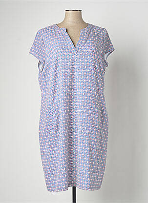 Robe mi-longue imprimé fantaisie manches courtes bleu SIGNE NATURE femme