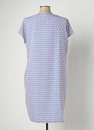Robe mi-longue imprimé fantaisie manches courtes bleu SIGNE NATURE femme