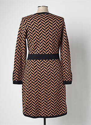 Robe mi-longue imprimé fantaisie manches longues marron MARBLE femme