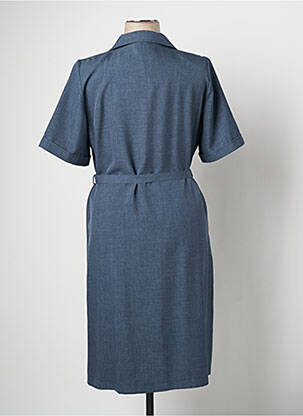 Robe mi-longue tissage crêpe manches courtes bleu PLURIELLES femme