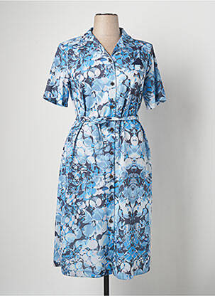 Robe mi-longue imprimé fantaisie manches courtes bleu VALMODE femme