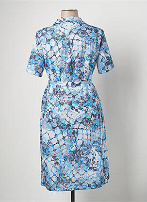 Robe mi-longue imprimé fantaisie manches courtes bleu VALMODE femme