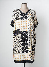 Robe mi-longue imprimé fantaisie manches courtes noir TELMAIL femme