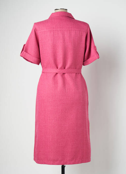 Robe mi-longue tissage crêpe manches courtes rose VALMODE femme