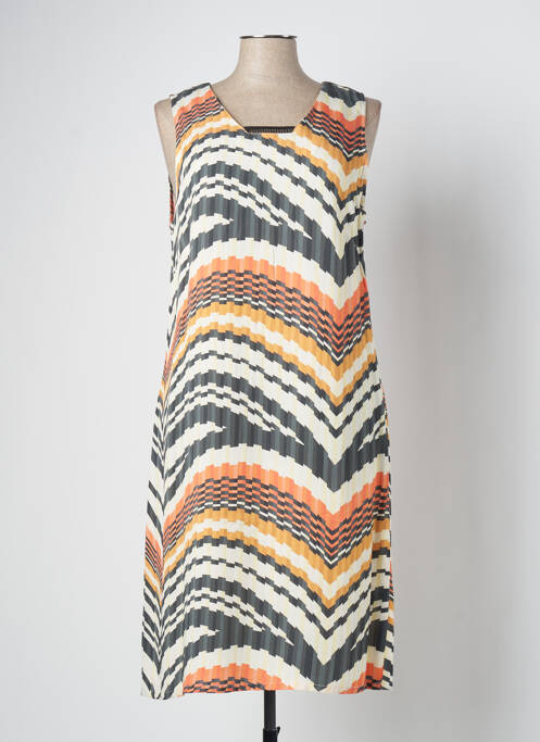 Robe mi-longue imprimé fantaisie sans manche orange MERI & ESCA femme
