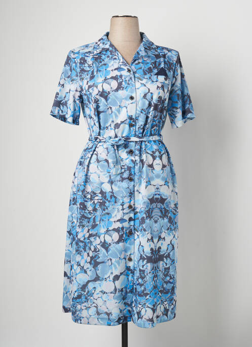 Robe mi-longue imprimé fantaisie manches courtes bleu VALMODE femme