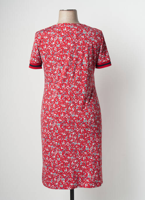 Robe mi-longue imprimé fleurs manches courtes rouge GEVANA femme