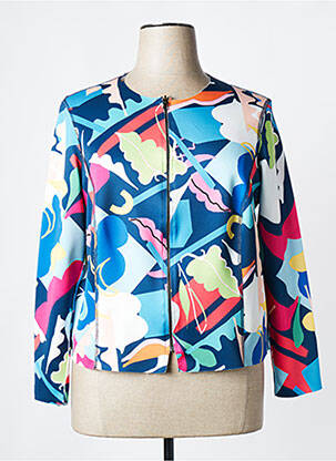Veste casual col rond bleu FRANCE RIVOIRE femme
