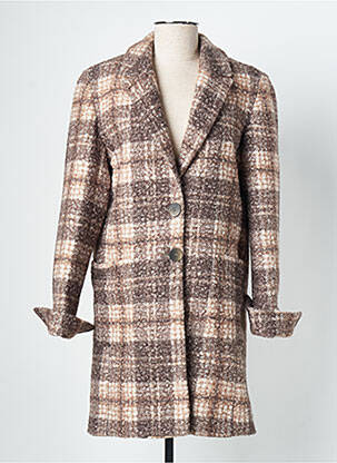 Manteau long coupe cintrée sans capuche marron SIGNE NATURE femme