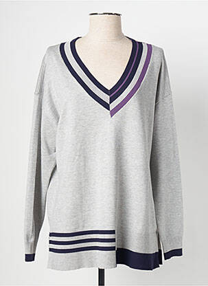 Pull tissage chiné manches longues gris WNT COLLECTION femme