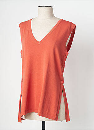 Pull coupe cintrée sans manche orange WNT COLLECTION femme
