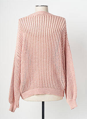Pull maille ajourée manches longues rose SIGNE NATURE femme