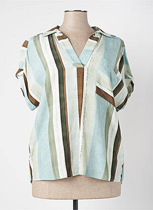 Blouse tissage crêpe manches courtes bleu PAZ TORRAS femme