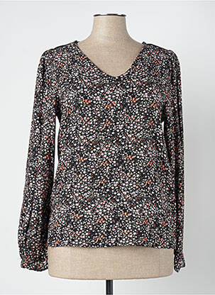 Blouse imprimé fleurs manches longues noir C'EST BEAU LA VIE femme