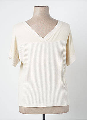 Pull col bateau manches courtes beige PAZ TORRAS femme