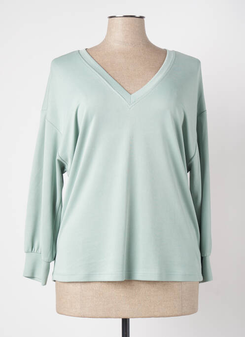 T-shirt col v manches 3/4 vert PAZ TORRAS femme