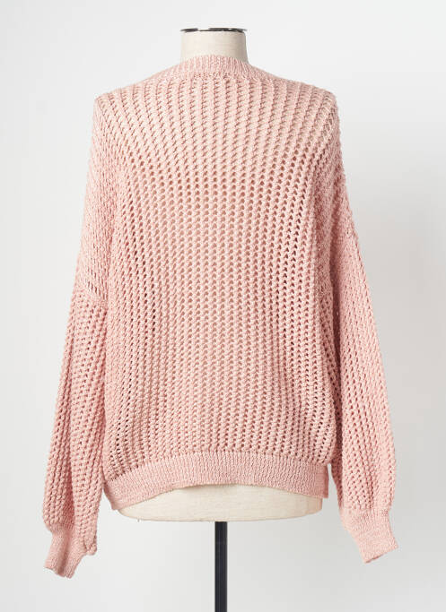 Pull maille ajourée manches longues rose SIGNE NATURE femme