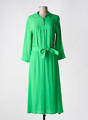 Robe longue coupe cintrée manches 3/4 vert SIGNATURE femme