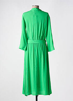 Robe longue coupe cintrée manches 3/4 vert SIGNATURE femme