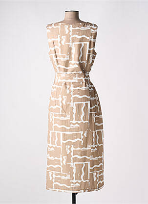 Robe longue imprimé fantaisie sans manche marron SIGNE NATURE femme