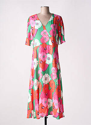 Robe longue manches courtes manches courtes rose SIGNE NATURE femme