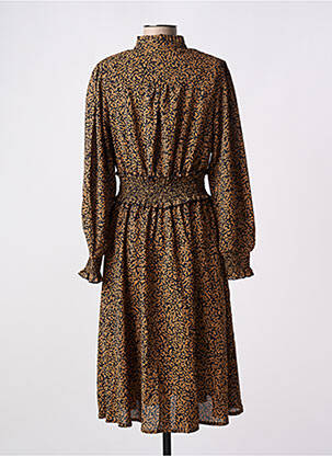 Robe mi-longue imprimé fantaisie manches longues marron MARBLE femme