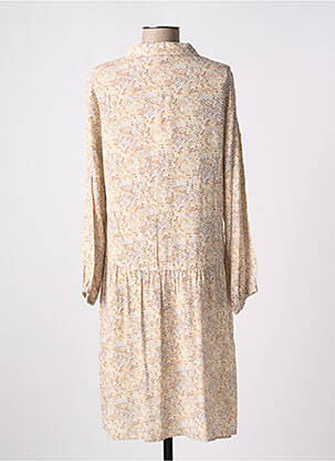 Robe mi-longue imprimé fantaisie manches longues beige SIGNE NATURE femme