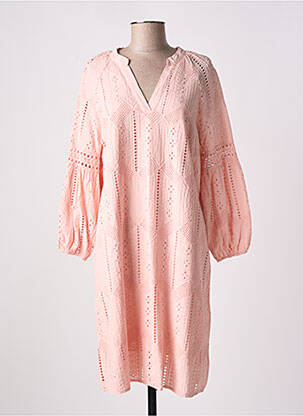 Robe mi-longue manches longues manches longues rose SIGNE NATURE femme