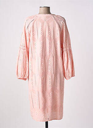 Robe mi-longue manches longues manches longues rose SIGNE NATURE femme
