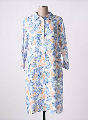 Robe mi-longue manches 3/4 manches 3/4 bleu SIGNE NATURE femme