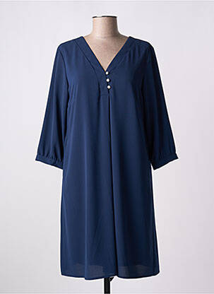 Robe mi-longue coupe fluide manches 3/4 bleu DIVAS femme