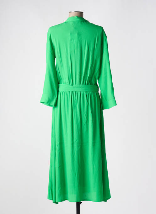 Robe longue coupe cintrée manches 3/4 vert SIGNATURE femme