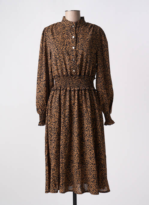 Robe mi-longue marron MARBLE pour femme