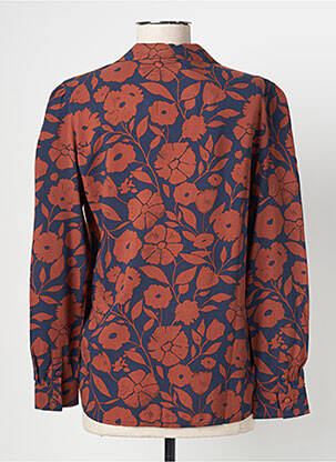 Chemisier imprimé fleurs manches longues marron KANOPE femme