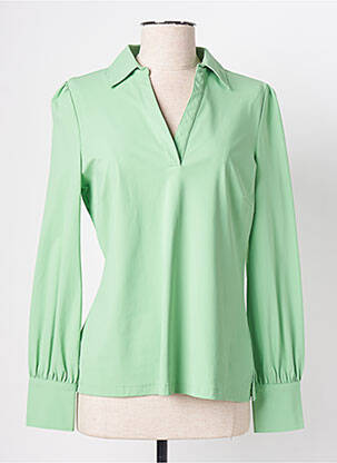 Blouse tissage popeline manches longues vert TRAMONTANA femme