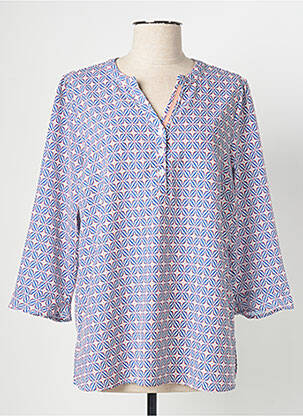 Blouse imprimé fantaisie manches 3/4 bleu SIGNE NATURE femme
