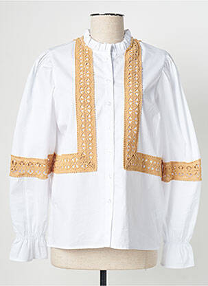 Chemisier coupe droite manches longues blanc TRAMONTANA femme