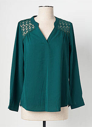 Blouse poignets boutonnés avec fente manches longues vert EMMA ELLA femme