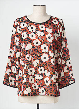 Blouse imprimé fleurs manches longues marron SIGNE NATURE femme