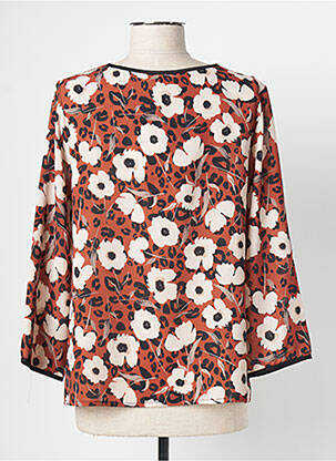 Blouse imprimé fleurs manches longues marron SIGNE NATURE femme